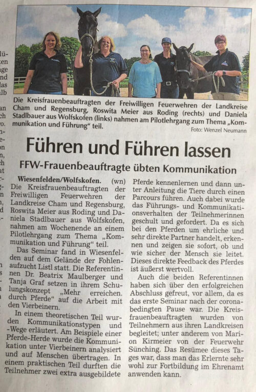 Zeitungsartikel Mehr erreichen durch Pferde